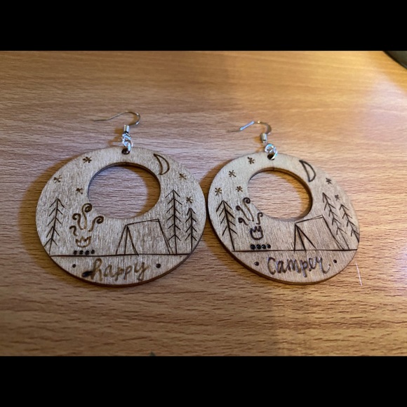 Wood Burned Earrings - Picture 3 of 7